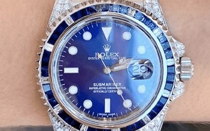 Rolex Submariner Oyster Perpetual set in Sapphires and Diamonds