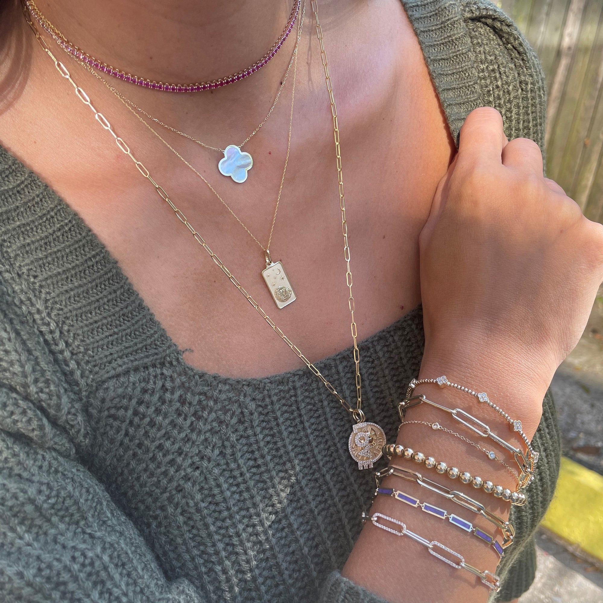 14K Gold Zodiac Dog Tag Necklace