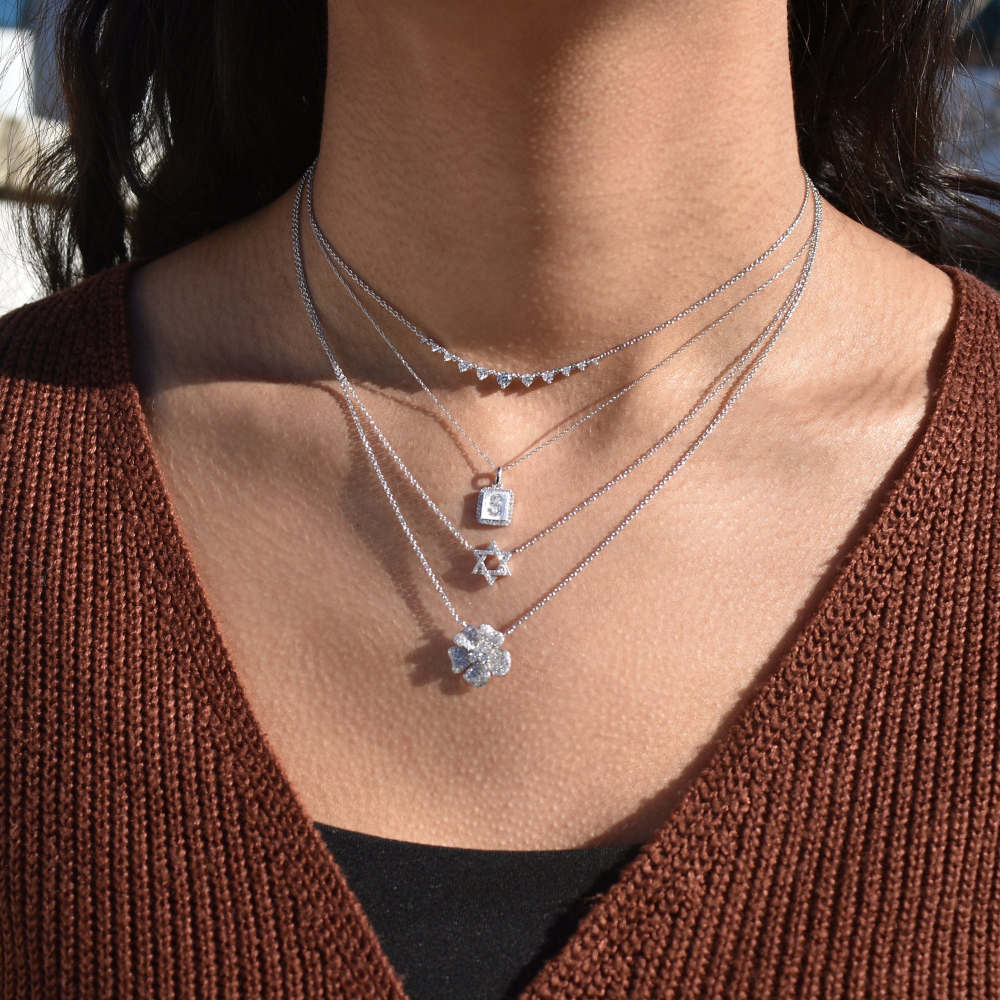 Diamond Small Initial Necklace, 14K