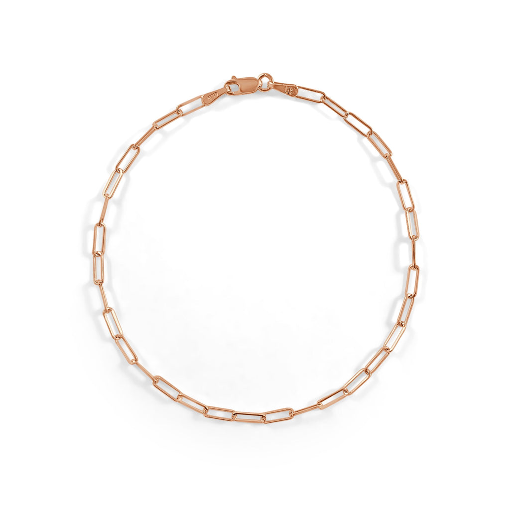 14K Gold Baby Rectangle Link Bracelet-Rose