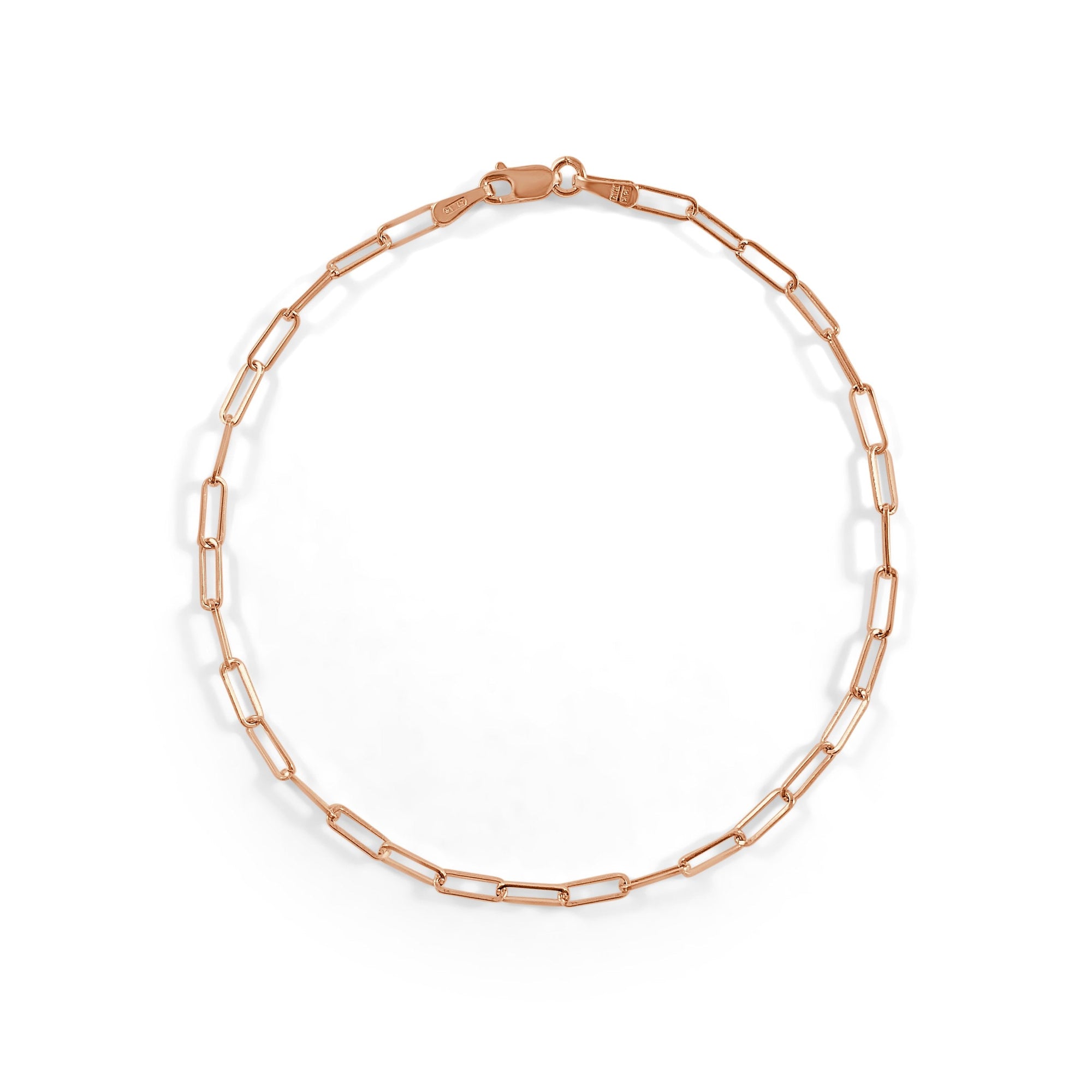 14K Gold Baby Rectangle Link Bracelet-Rose