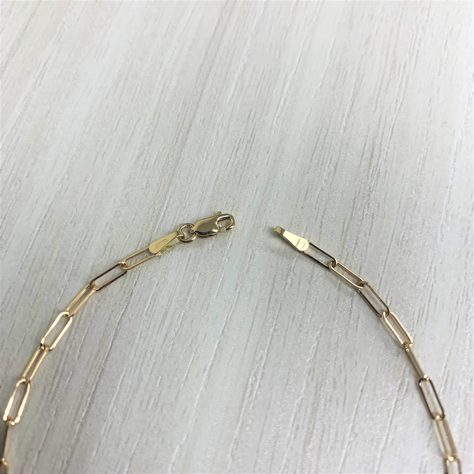 14K Gold Baby Rectangle Link Bracelet-Yello