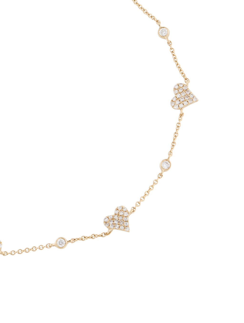 14K Gold Diamond Heart Station Bracelet - Yellow