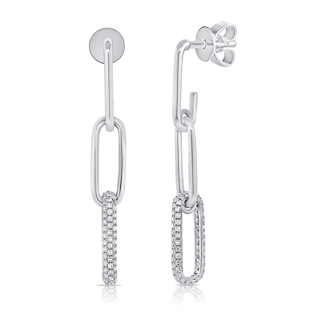 Diamond Paperclip Link Earrings, 14K