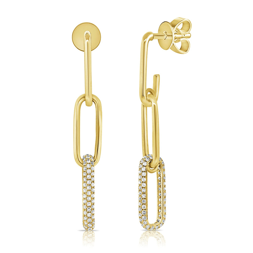 Diamond Paperclip Link Earrings, 14K