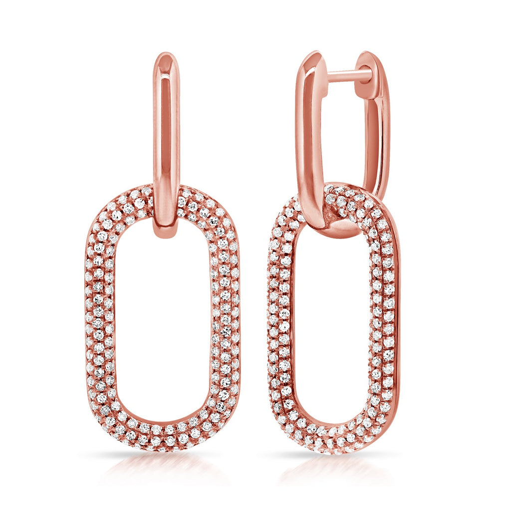 Diamond Paperclip Link Drop Earrings, 14K