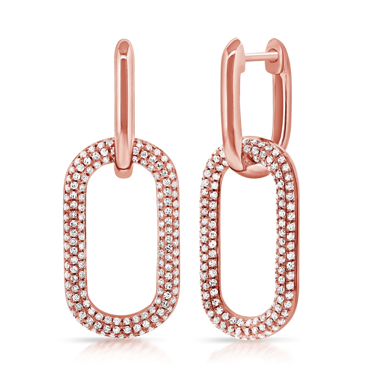 Diamond Paperclip Link Drop Earrings, 14K