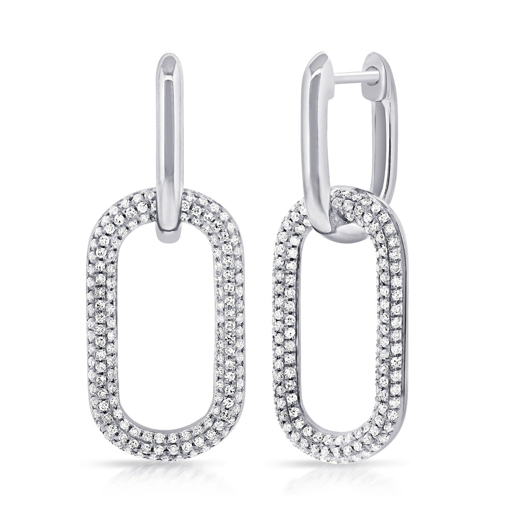 Diamond Paperclip Link Drop Earrings, 14K
