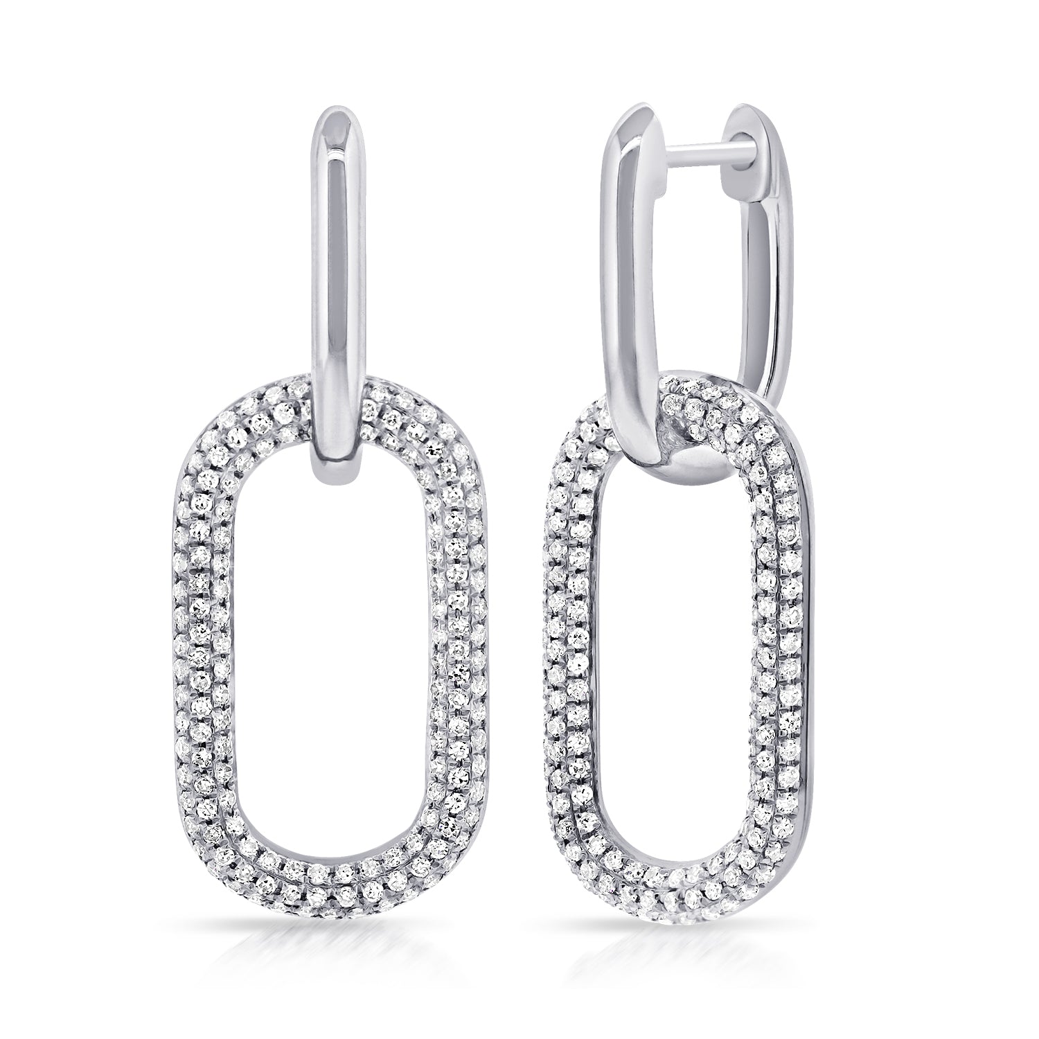 Diamond Paperclip Link Drop Earrings, 14K