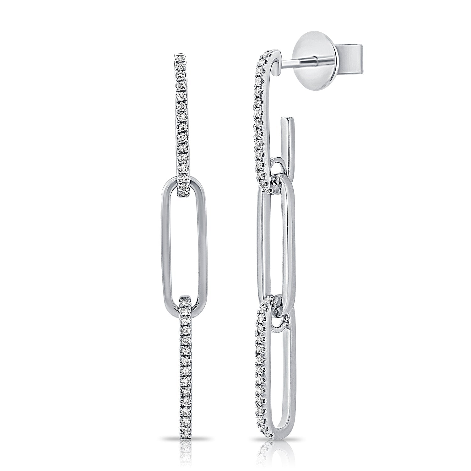 Diamond Paperclip Link Drop Earrings, 14K