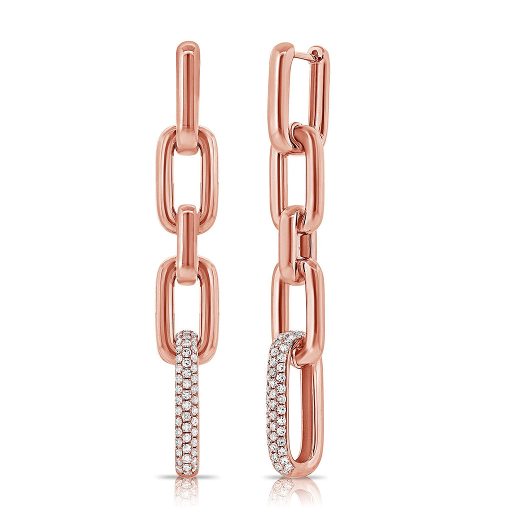Diamond Paperclip Link Earrings, 14K