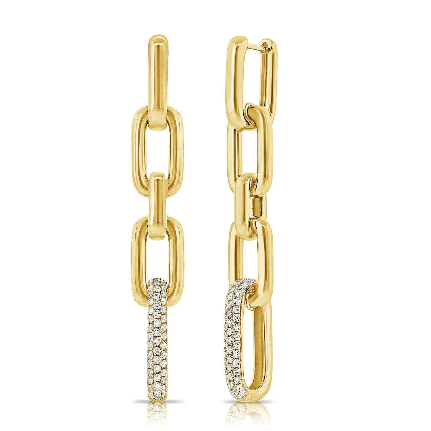 Diamond Paperclip Link Earrings, 14K