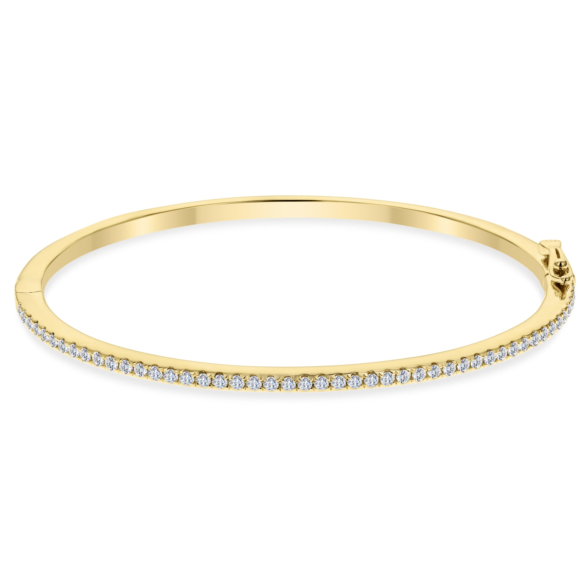 Single Row Half Way Round Diamond Bangle Bracelet-Yellow