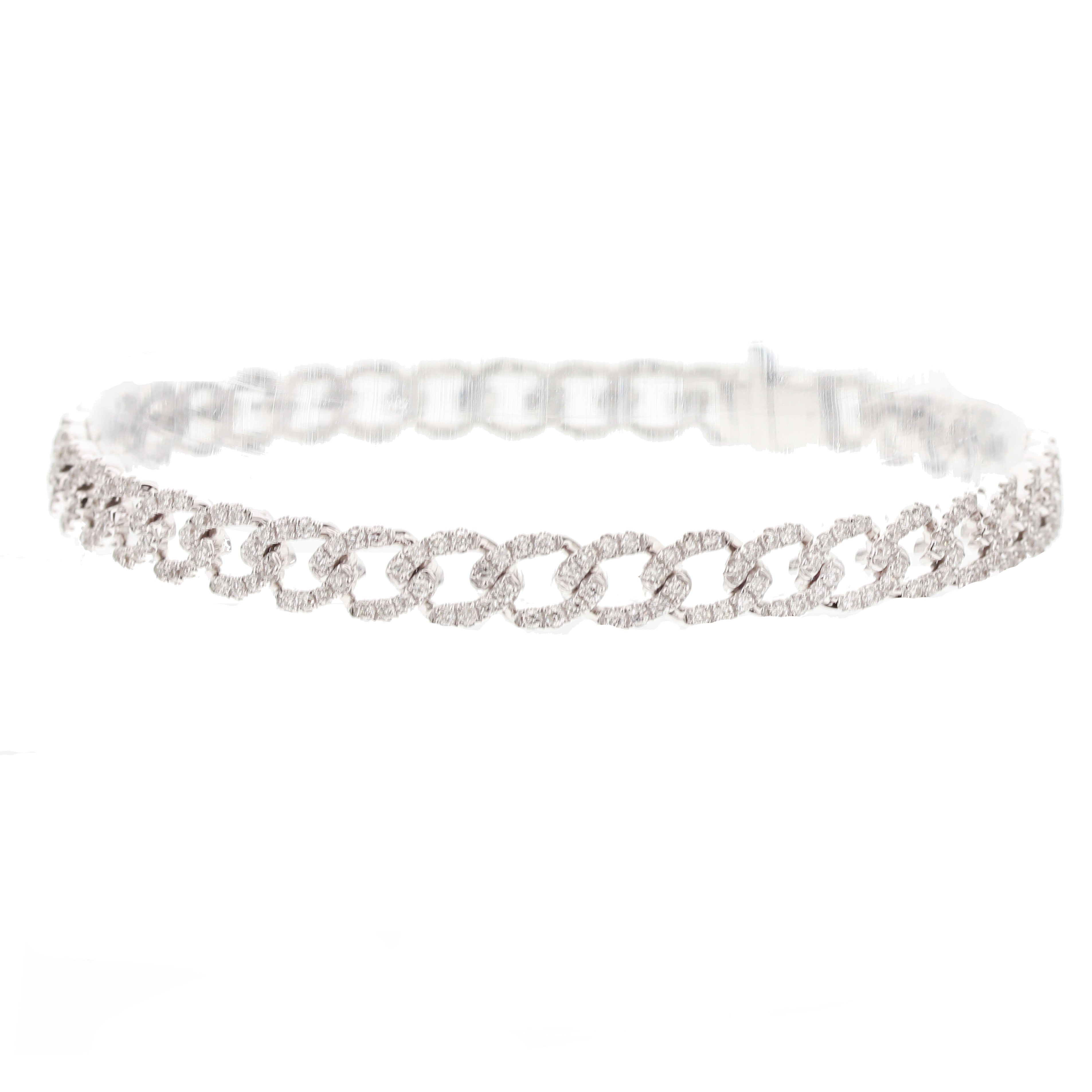 Curved Link Diamond Bracelet, 18K