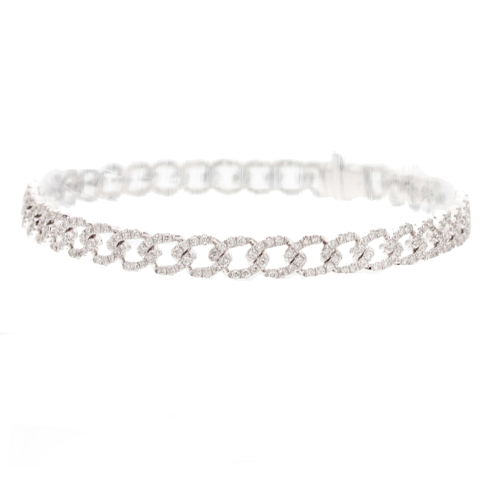 Curved Link Round Diamond Bracelet