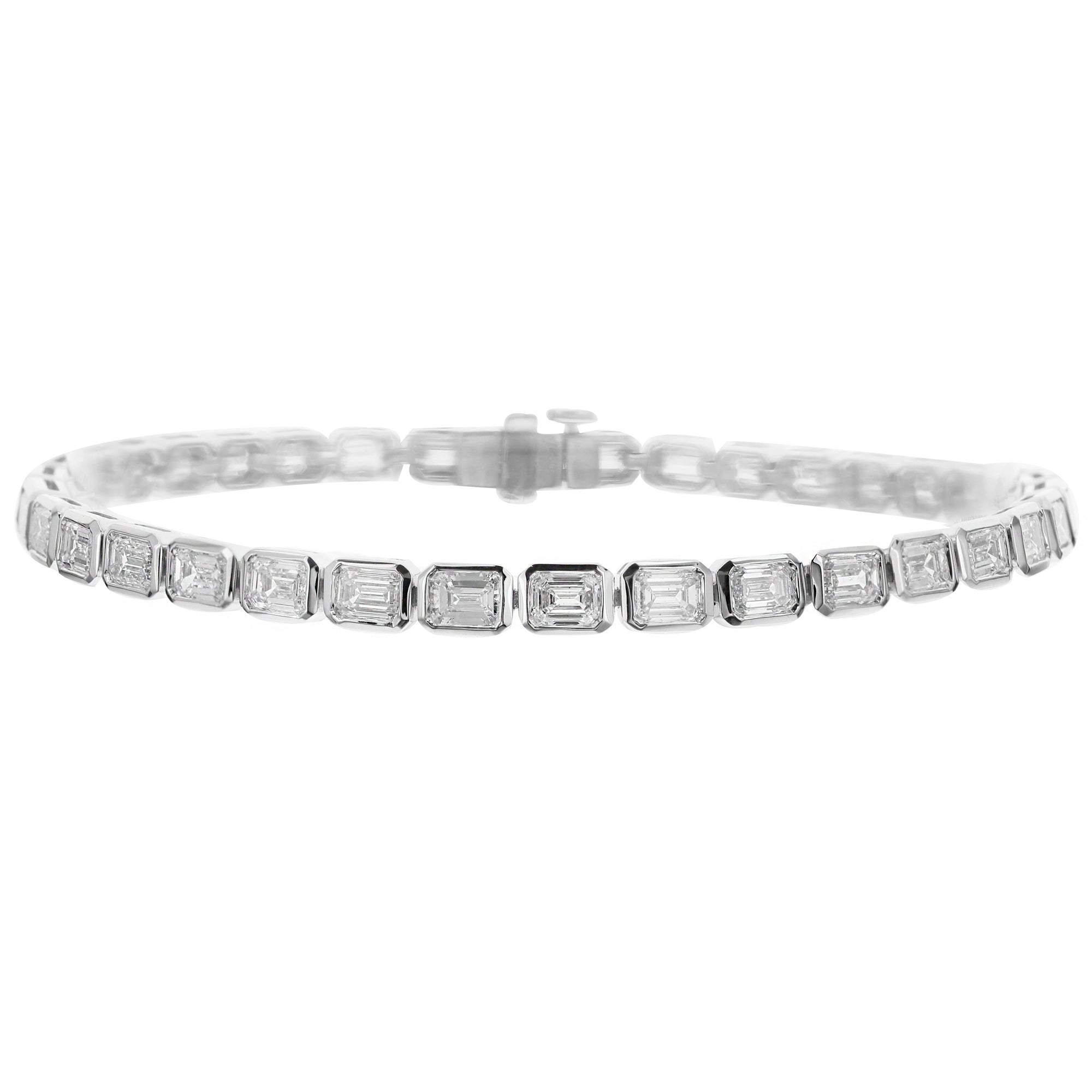 Emerald Cut Diamond Tennis Bracelet – Bezel Set