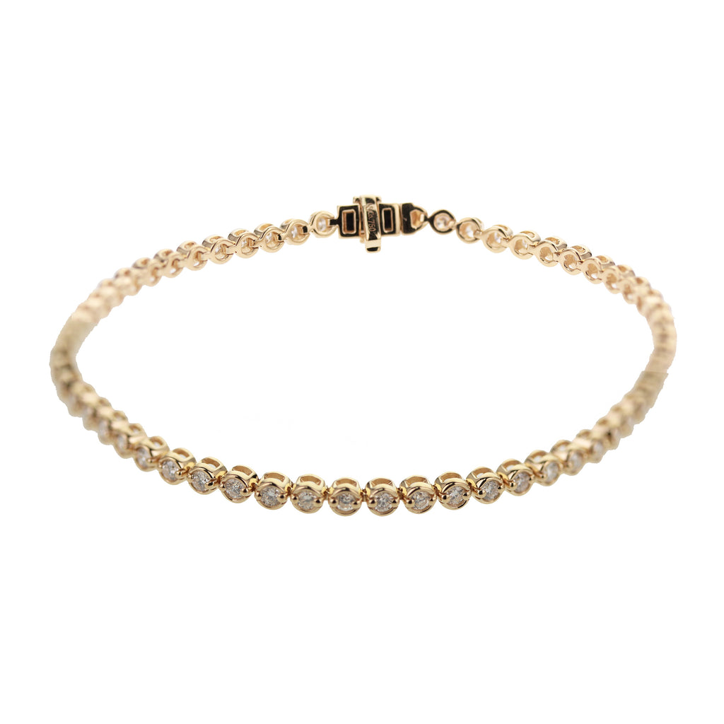 Millgrain Bezelset Round Diamond Tennis Bracelet-Yellow