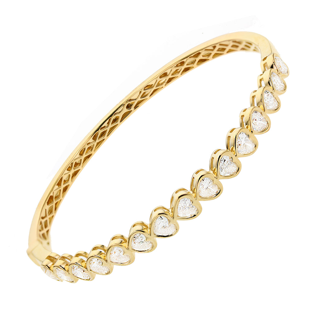 Heart Shape Diamond Bangle Bracelet - Yellow