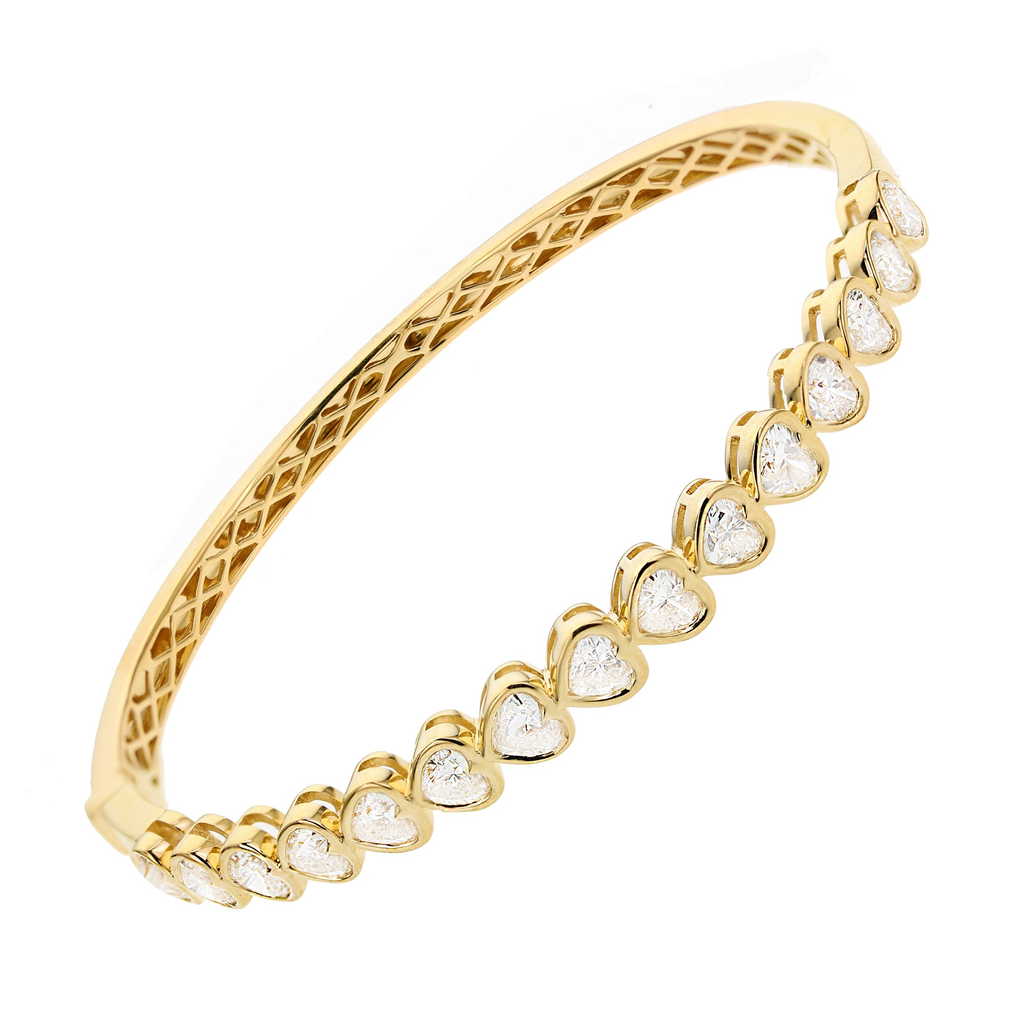 Heart Shape Diamond Bangle Bracelet - Yellow