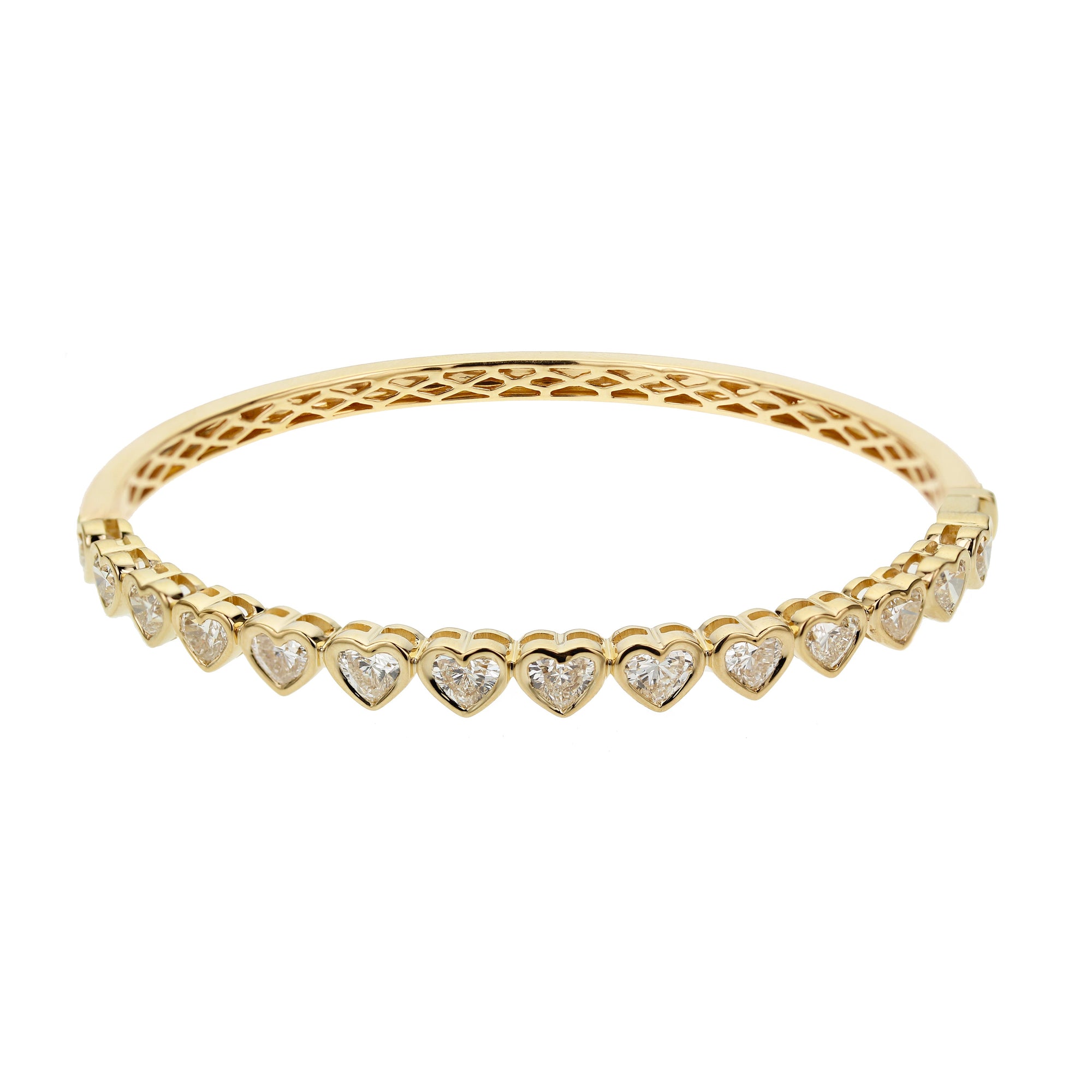 Heart Shape Diamond Bangle Bracelet - Yellow