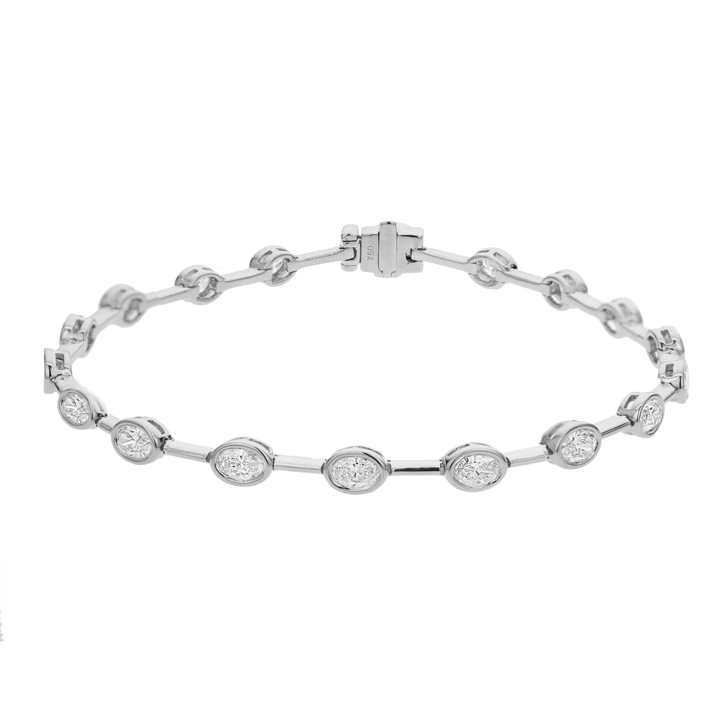 15 Stone Oval Diamond Bracelet - White