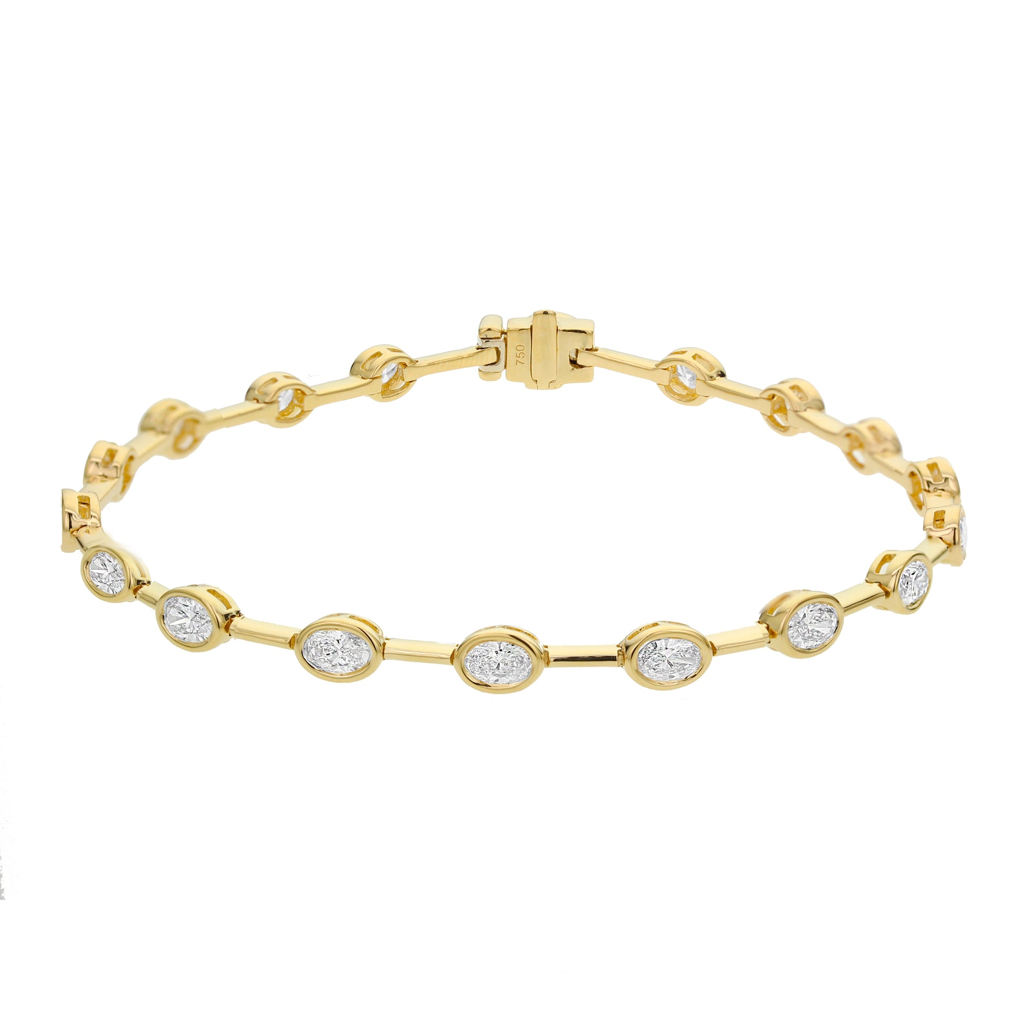 15 Stone Oval Diamond Bracelet - Yellow