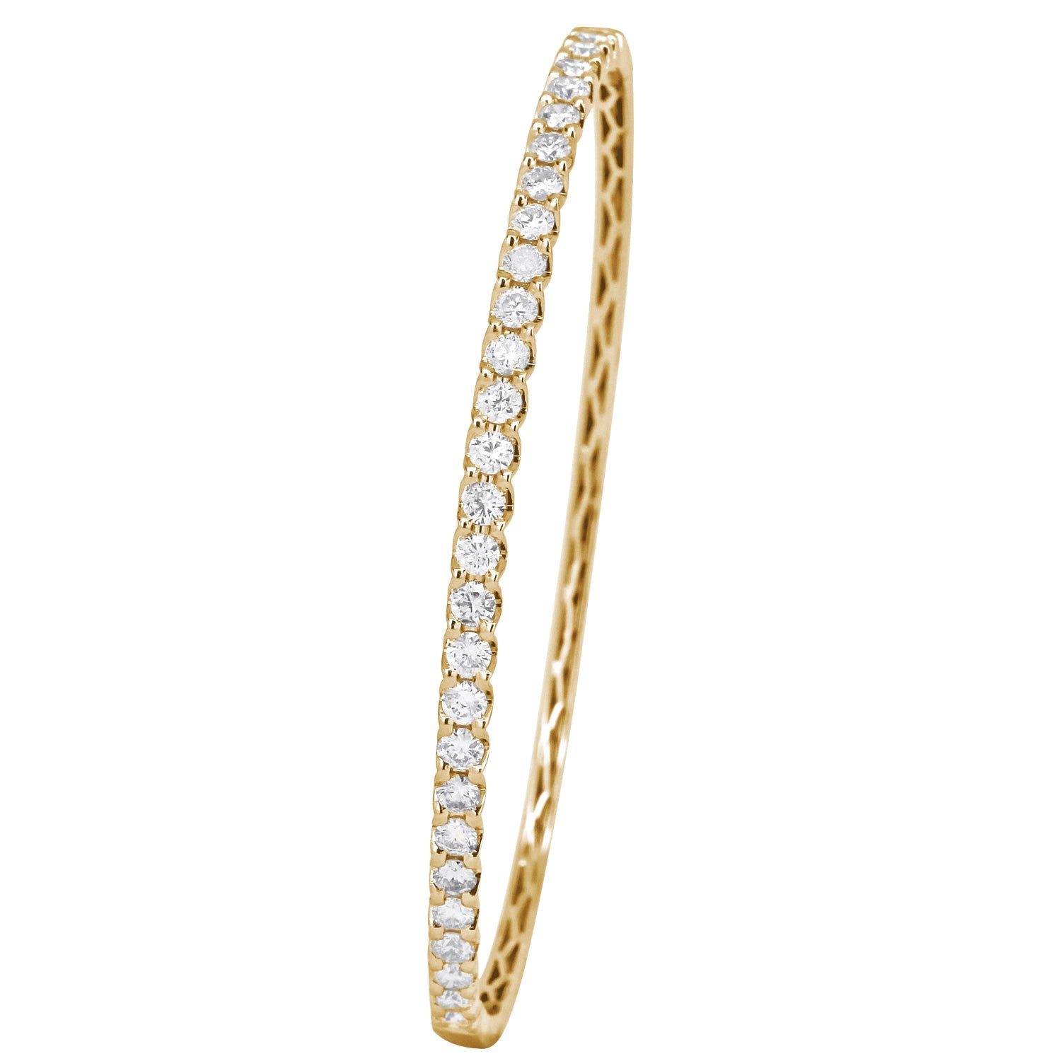 Single Row V Shape Round Diamond Bangle Bracelet-Yellow