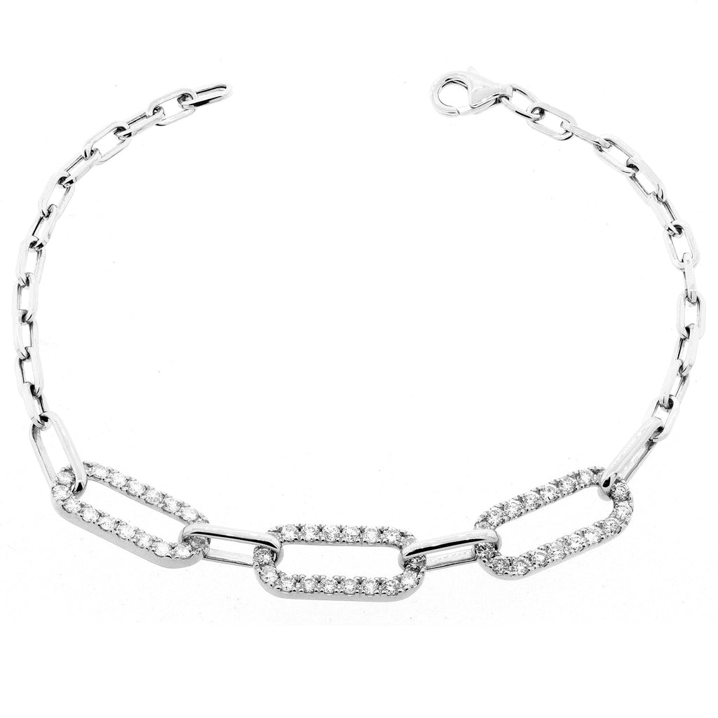 14K Gold Diamond Link Bracelet - White