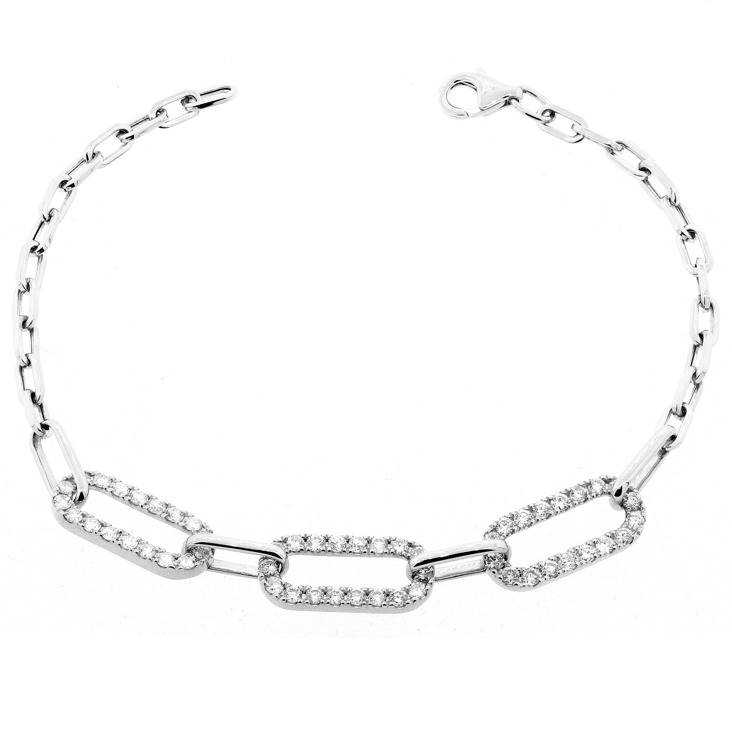 14K Gold Diamond Link Bracelet - White