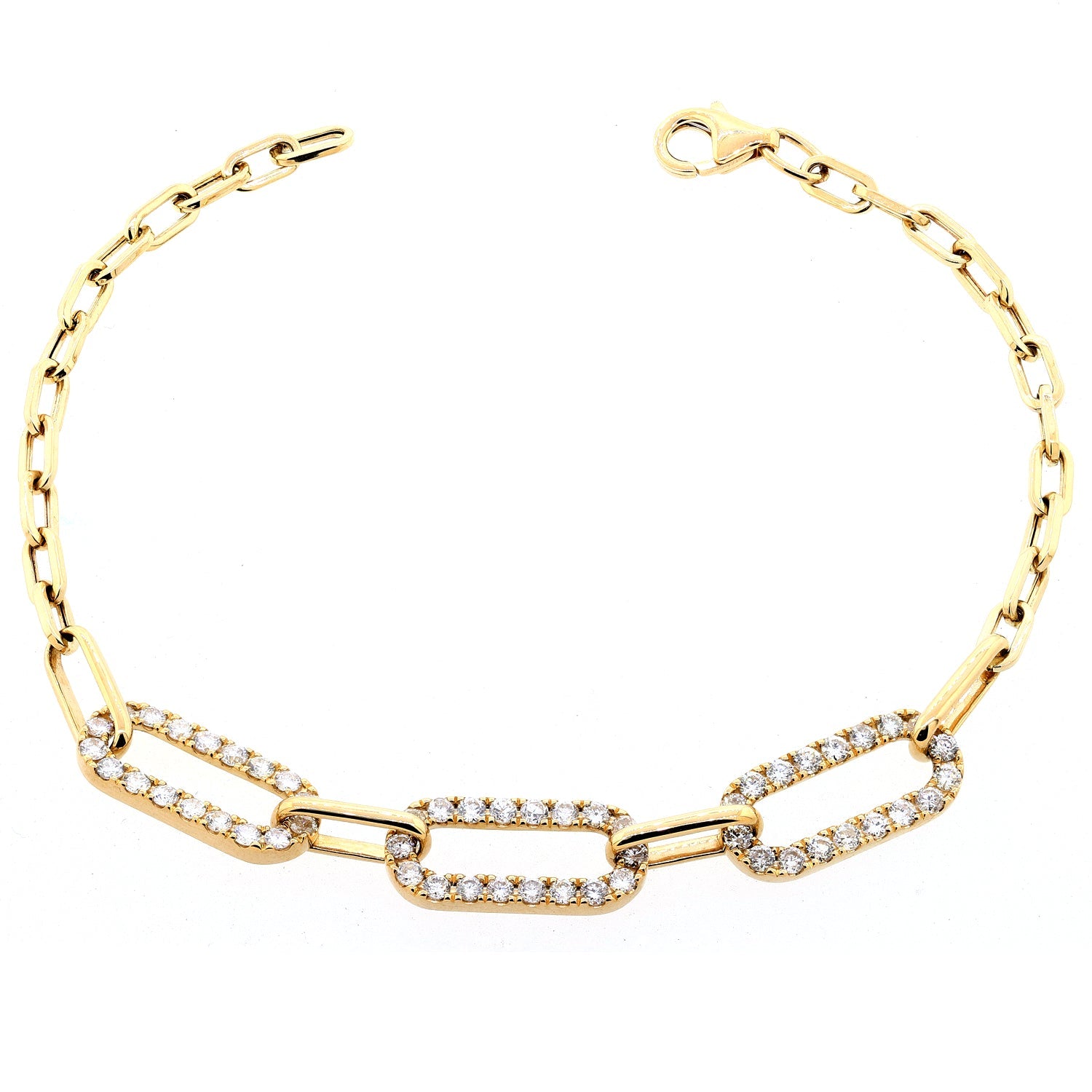 14K Gold Diamond Link Bracelet - Yellow