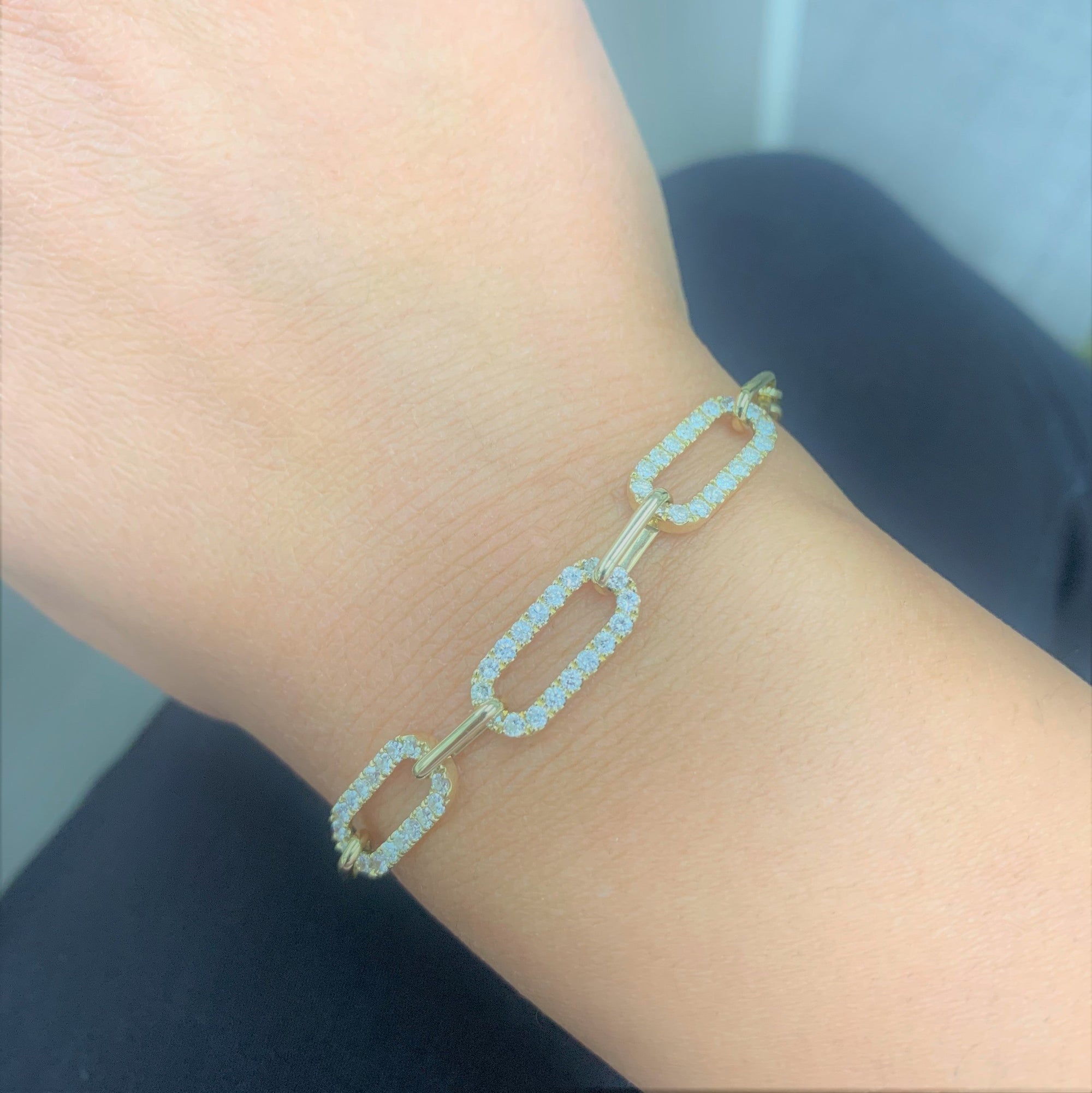 Diamond Link Bracelet, 14K