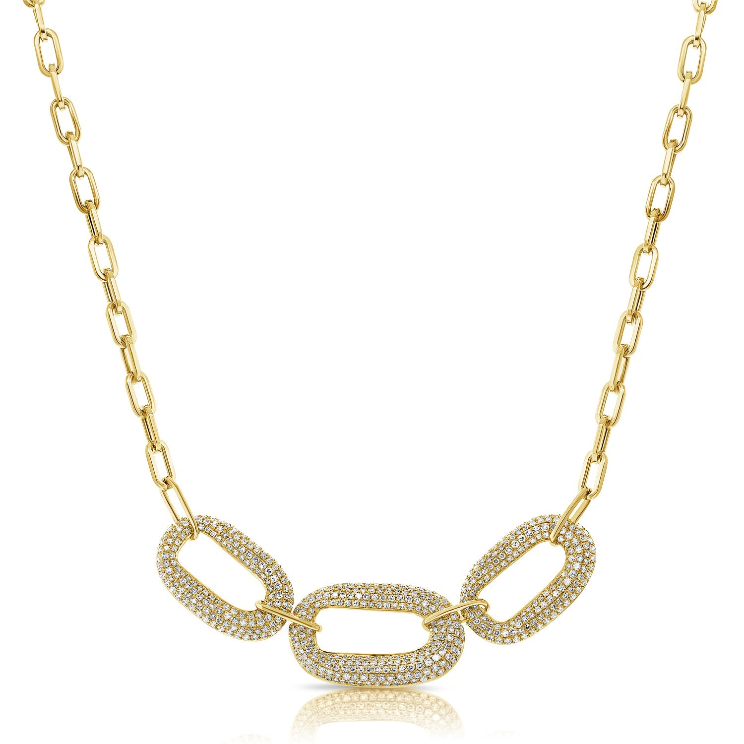 14k Gold & Diamond Paperclip Link Necklace - Yellow