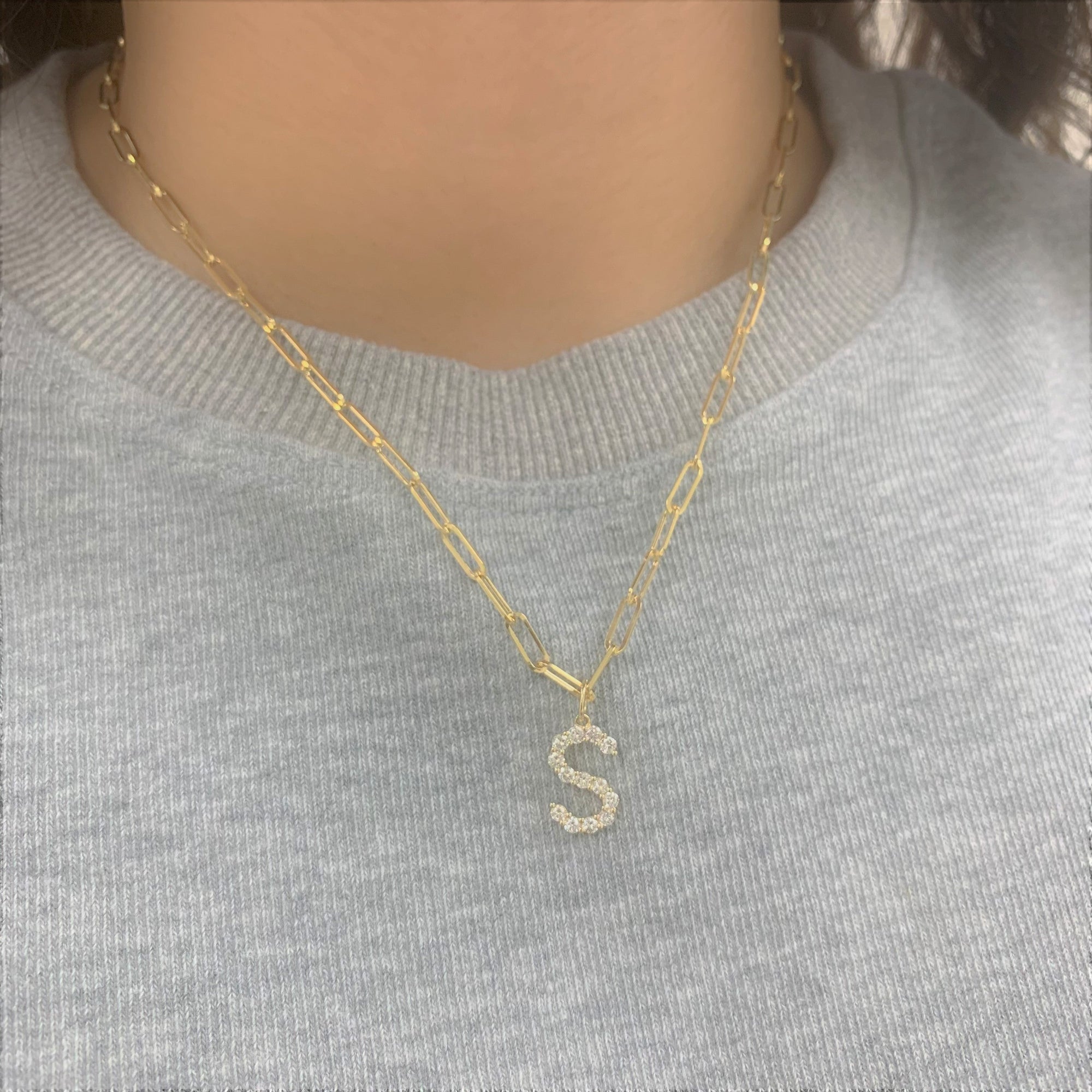 Personalized Diamond Initial Necklace, 14K