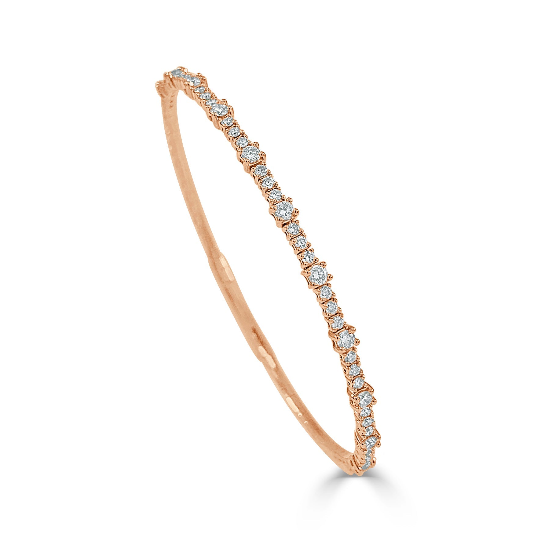 14K Gold & Diamond Flexible Bangle Bracelet - Rose