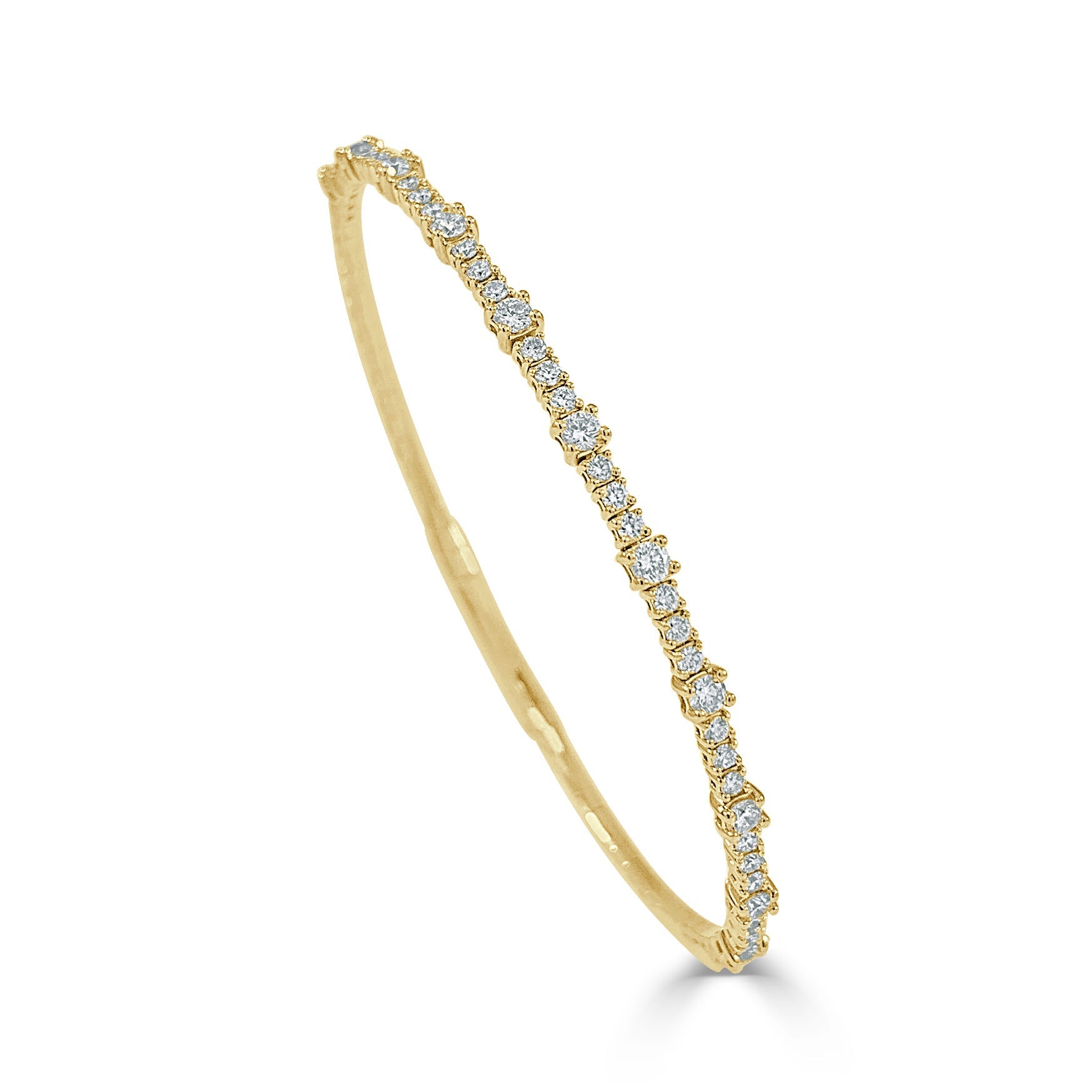 14K Gold & Diamond Flexible Bangle Bracelet - Yellow