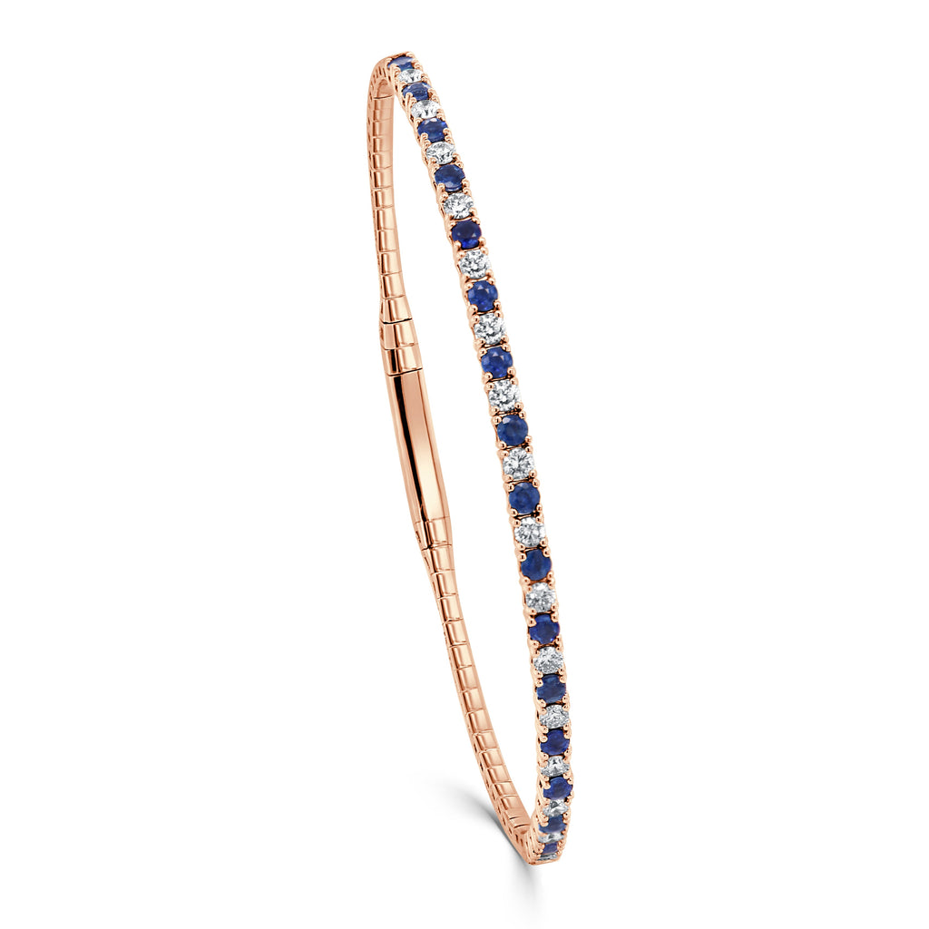Sapphire and Diamond Flexible Bangle, 14K
