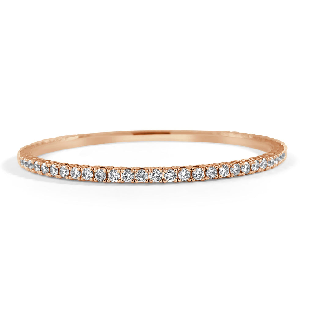 14K Gold Flexible Diamond Bangle - Rose