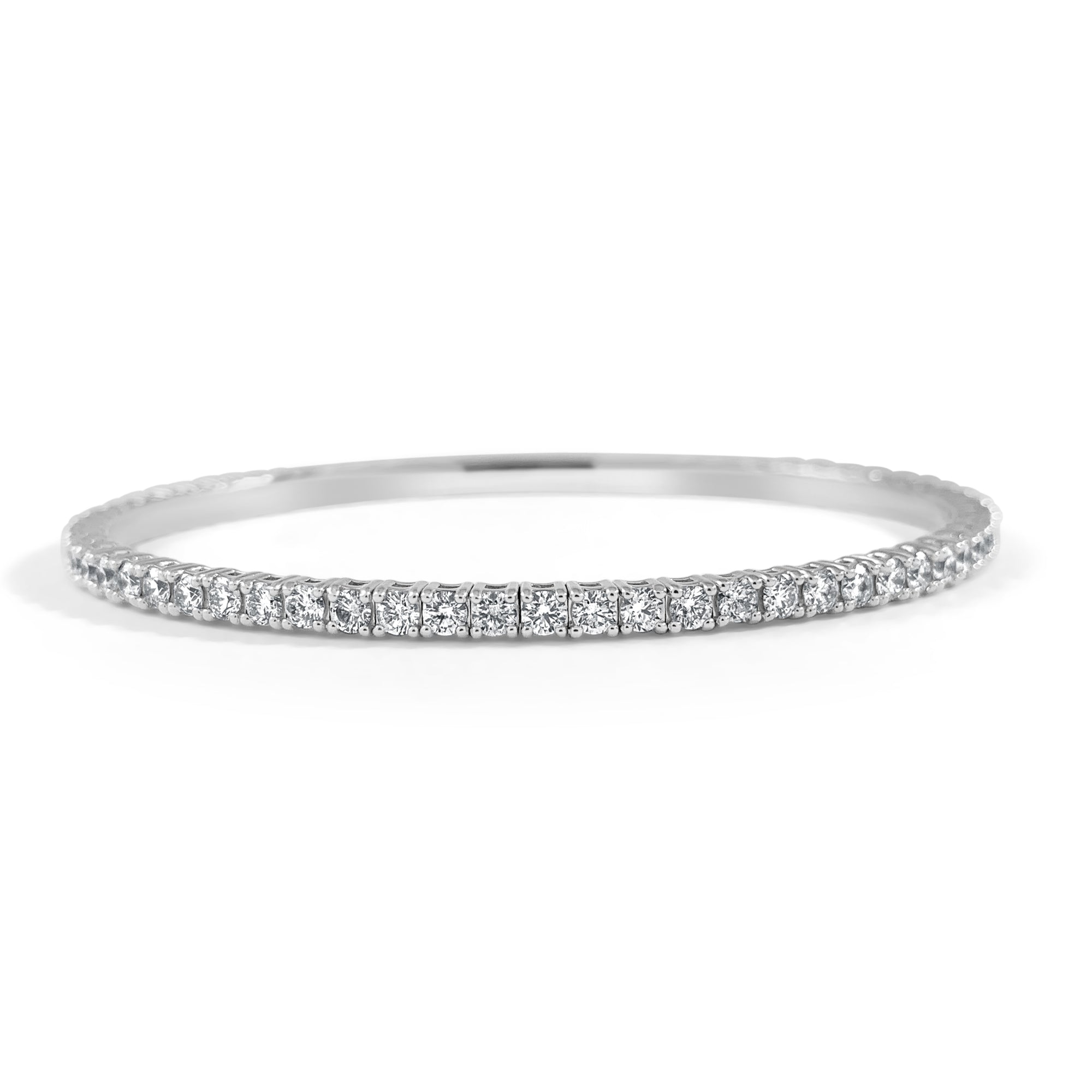 14K Gold Flexible Diamond Bangle - White
