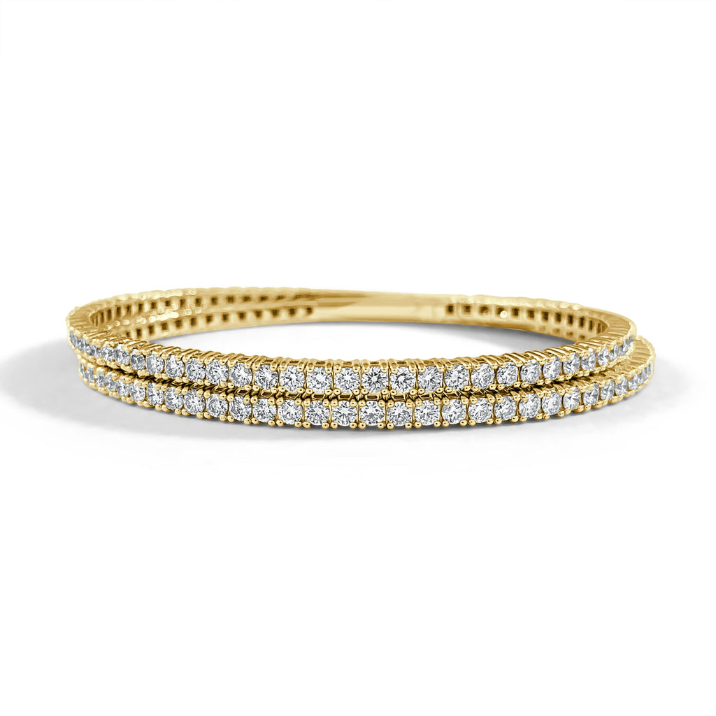 14K Gold Flexible 2-Row Diamond Bracelet - Yellow