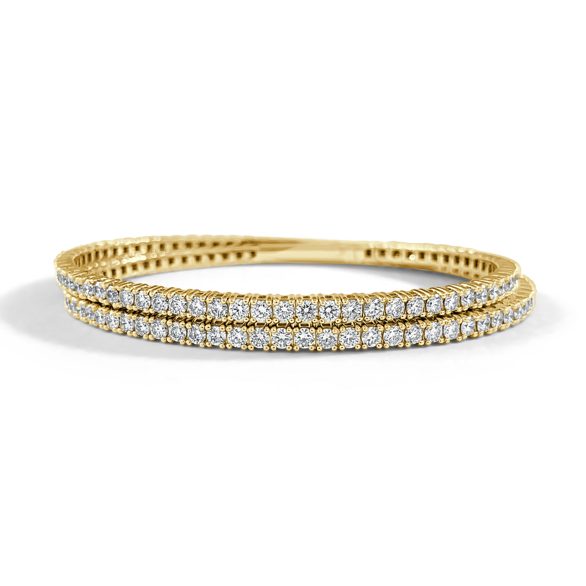 14K Gold Flexible 2-Row Diamond Bracelet - Yellow