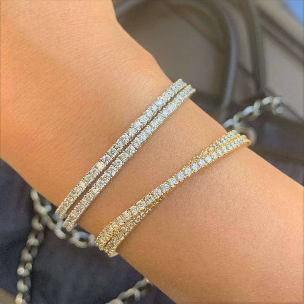 14K Gold Flexible 2-Row Diamond Bracelet