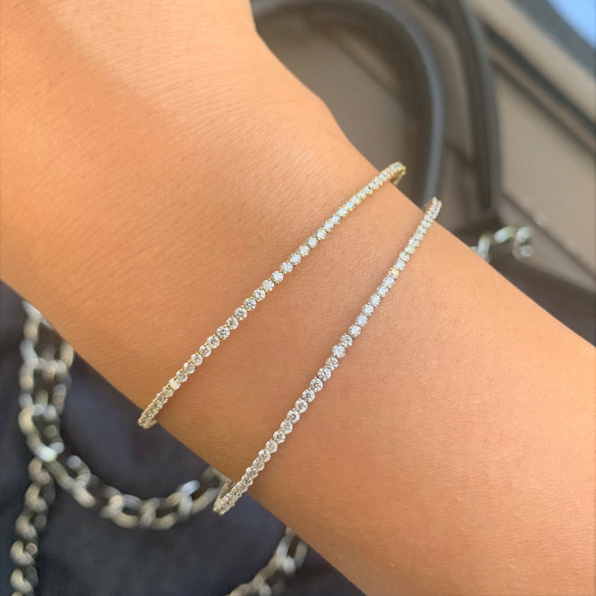 14K Gold Flexible Diamond Bangle