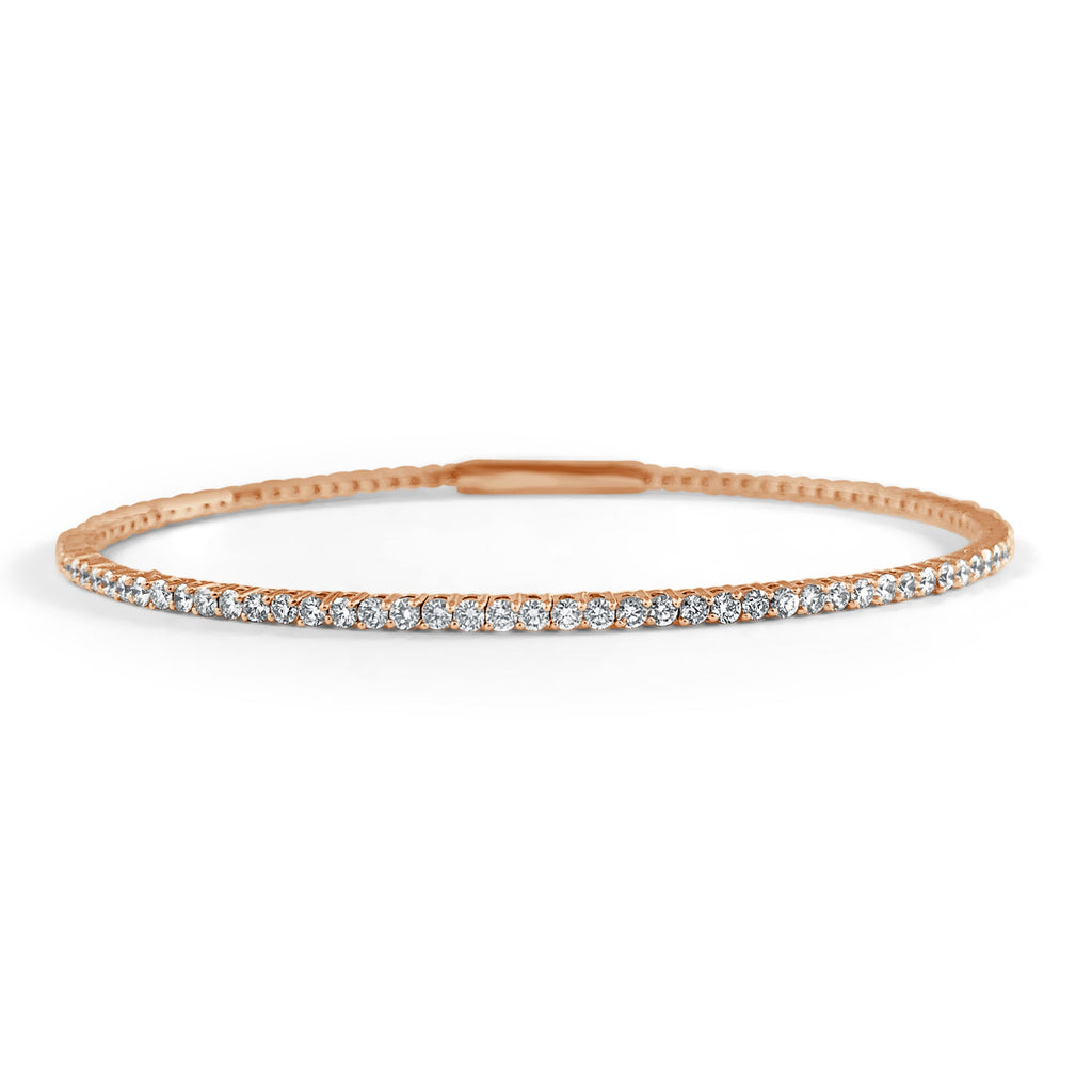 14K Gold Flexible Diamond Bangle - Rose