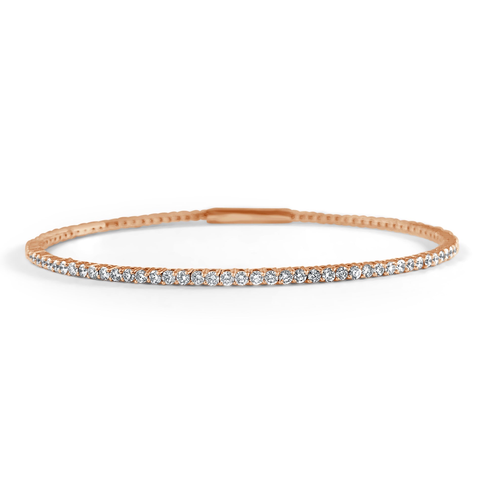 14K Gold Flexible Diamond Bangle - Rose