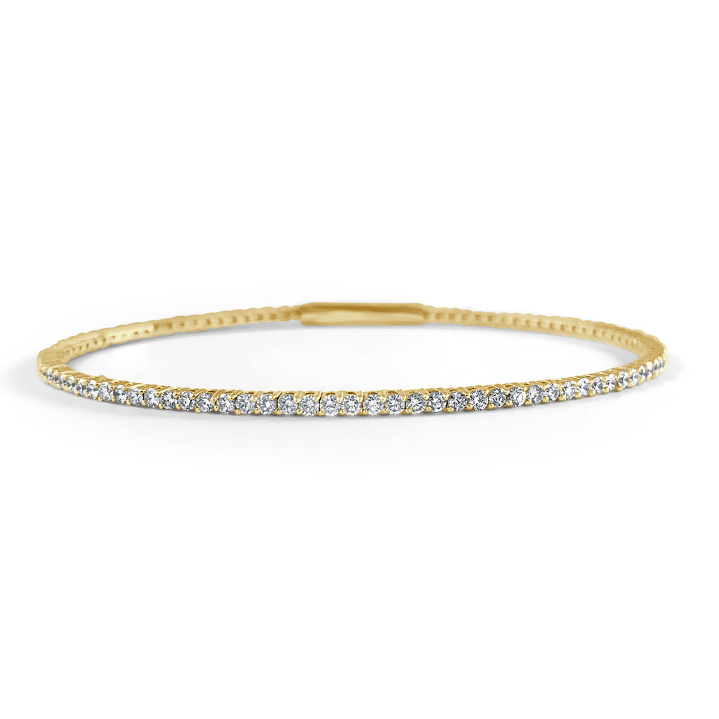 14K Gold Flexible Diamond Bangle - Yellow