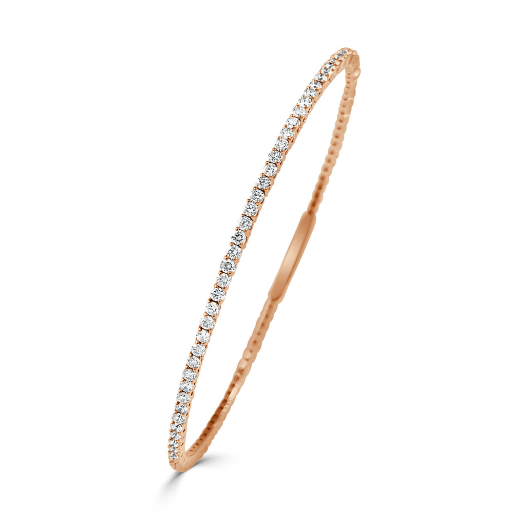 14K Gold Flexible Diamond Bangle - Rose