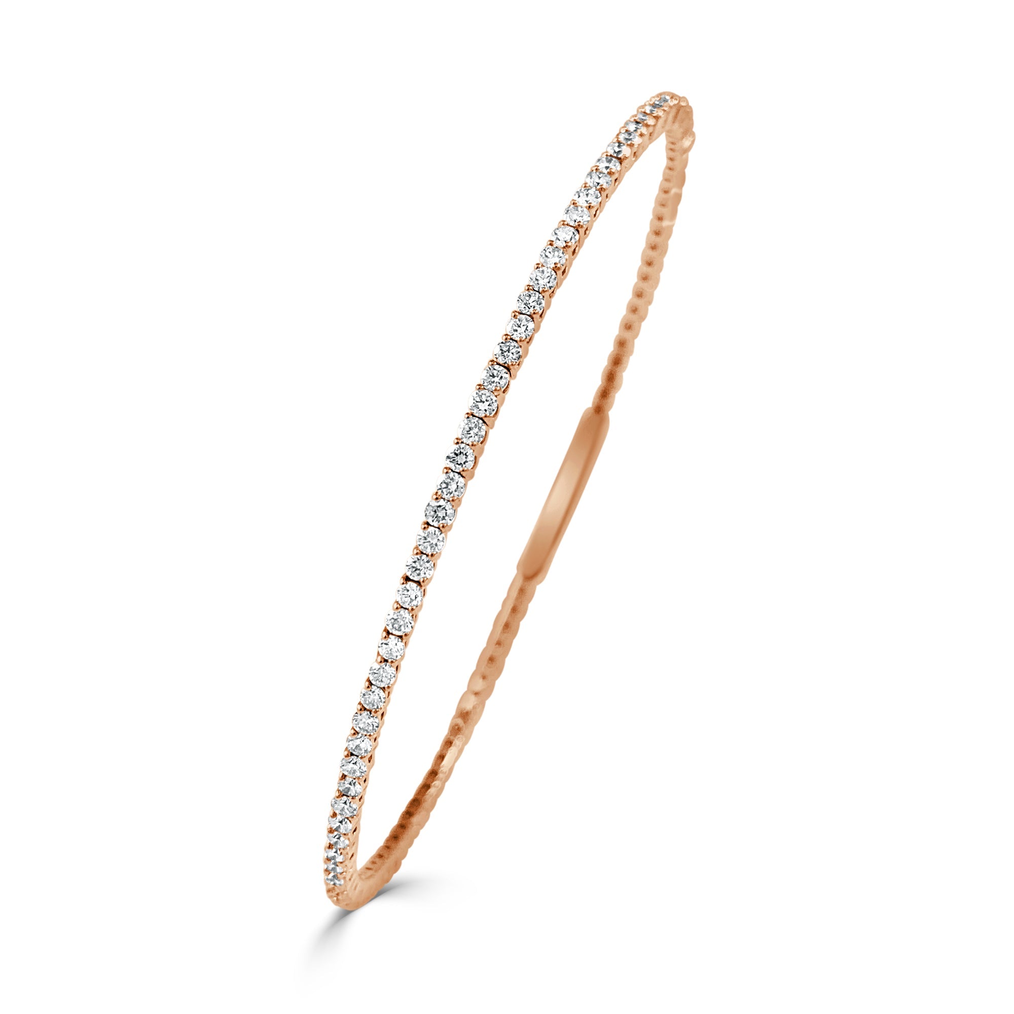 14K Gold Flexible Diamond Bangle - Rose
