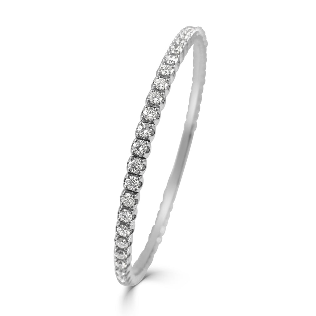 14K Gold Diamond Flexible Bracelet - White