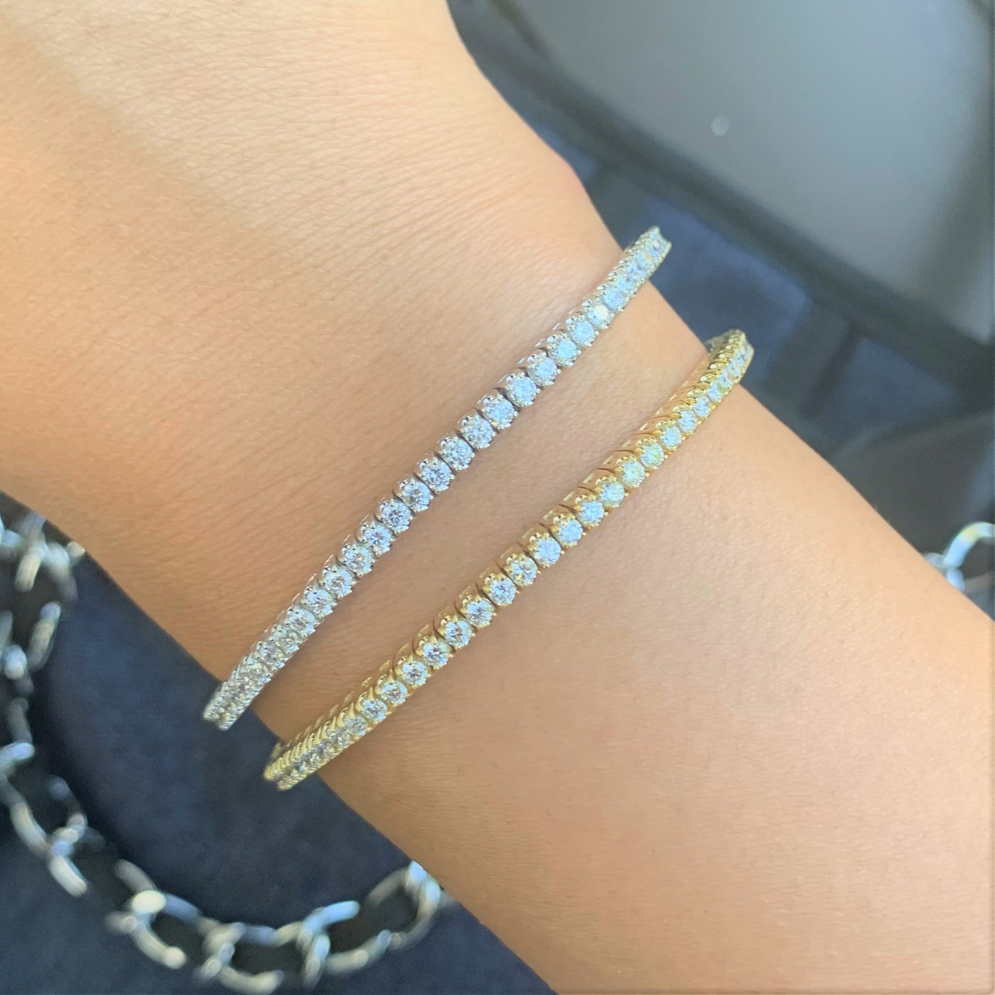 14K Gold Diamond Stretch Bracelet