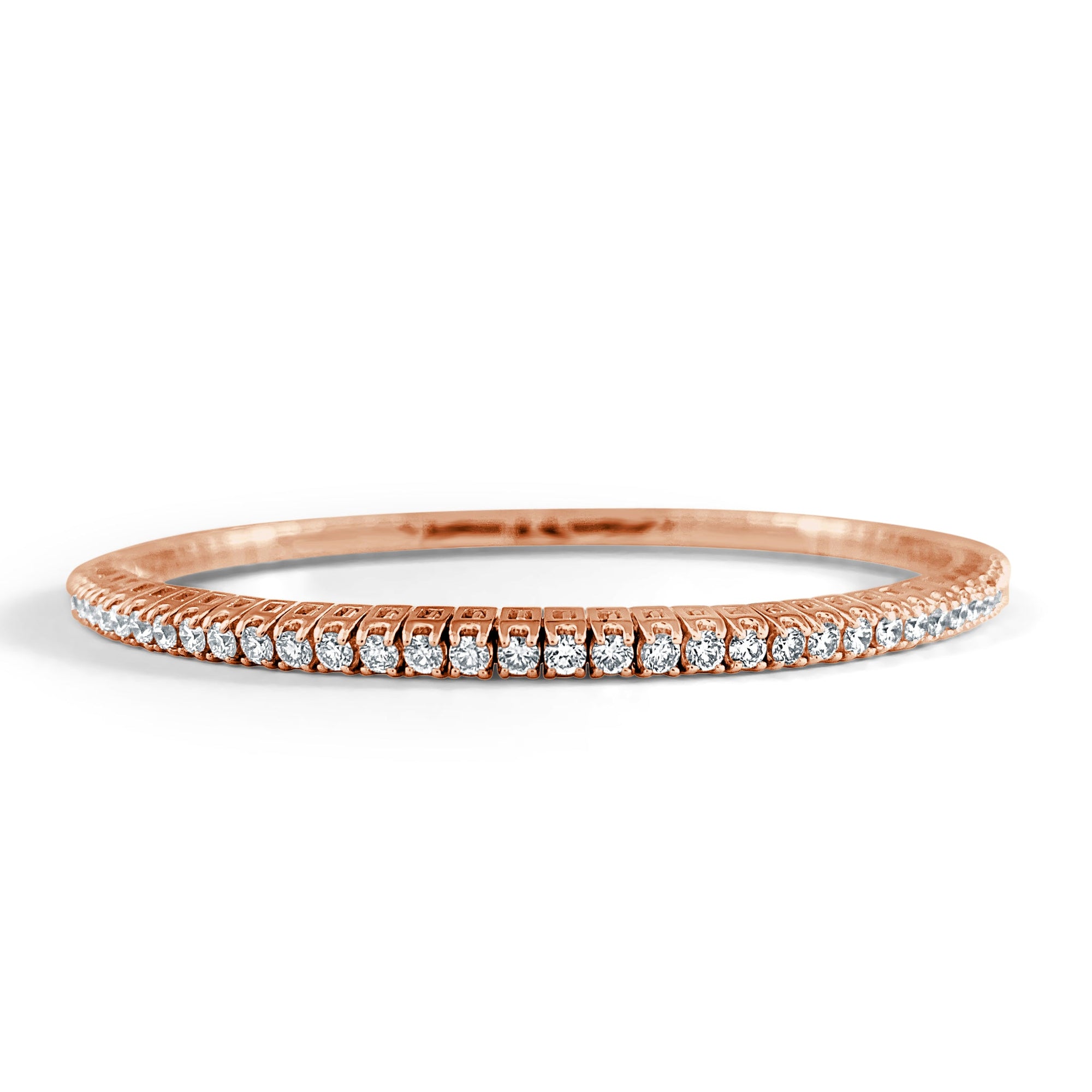 14K Gold Diamond Stretch Bracelet - Rose